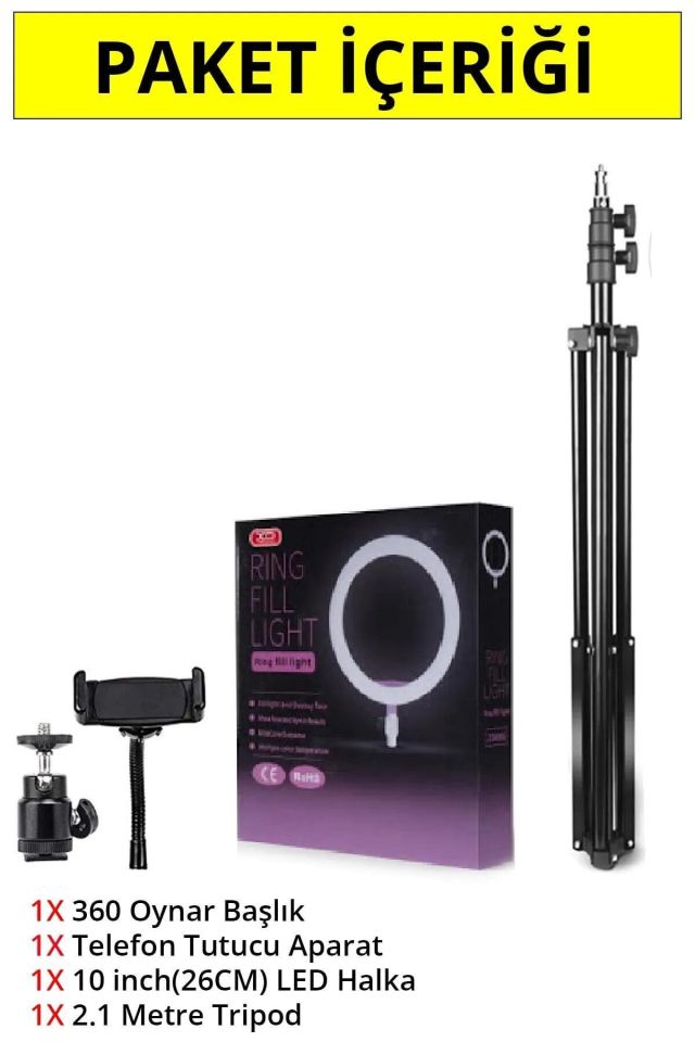 10 İnç Ring Light - Youtuber, Tiktok Çekim Işığı, Telefon Tutucu