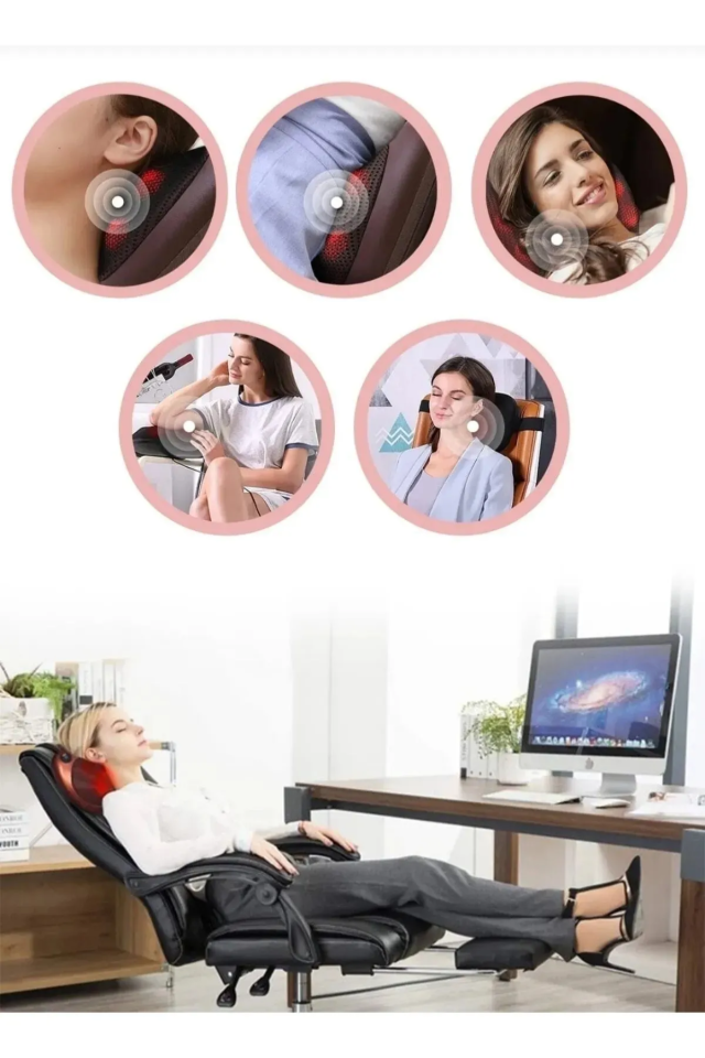 Ovmalı Masaj Yastığı - Ayak, Bel, Boyun, Sırt, Vücut, Omuz