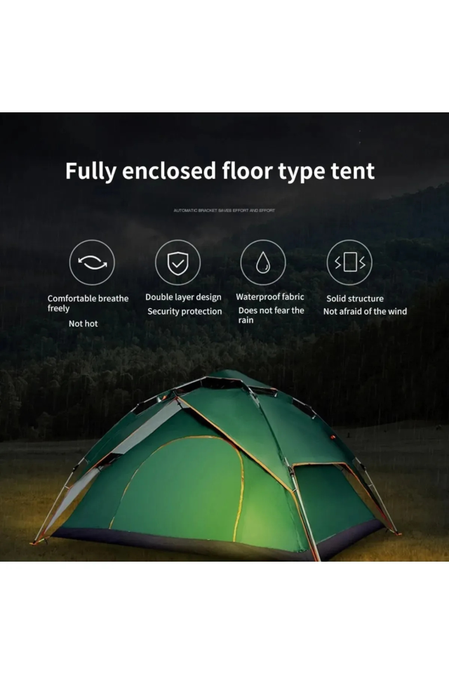4 Kişilik Otomatik Çift Katmanlı Kamp Outdoor Plaj Piknik Çadırı