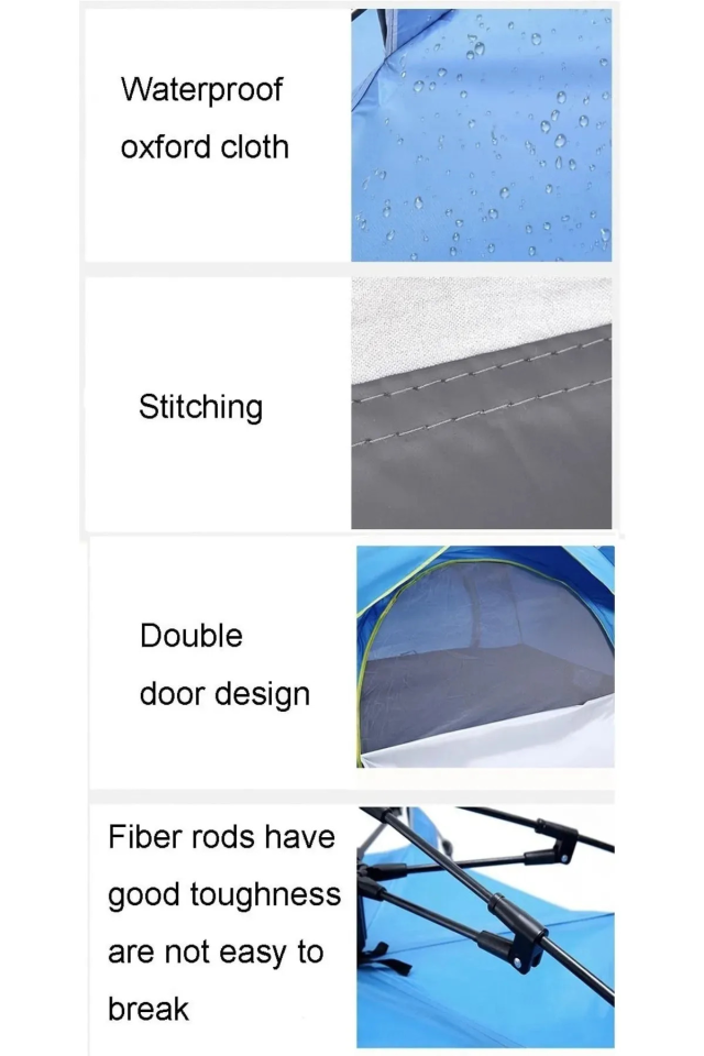 6 Kişilik Otomatik Çift Katmanlı Kamp Outdoor Plaj Piknik Çadırı