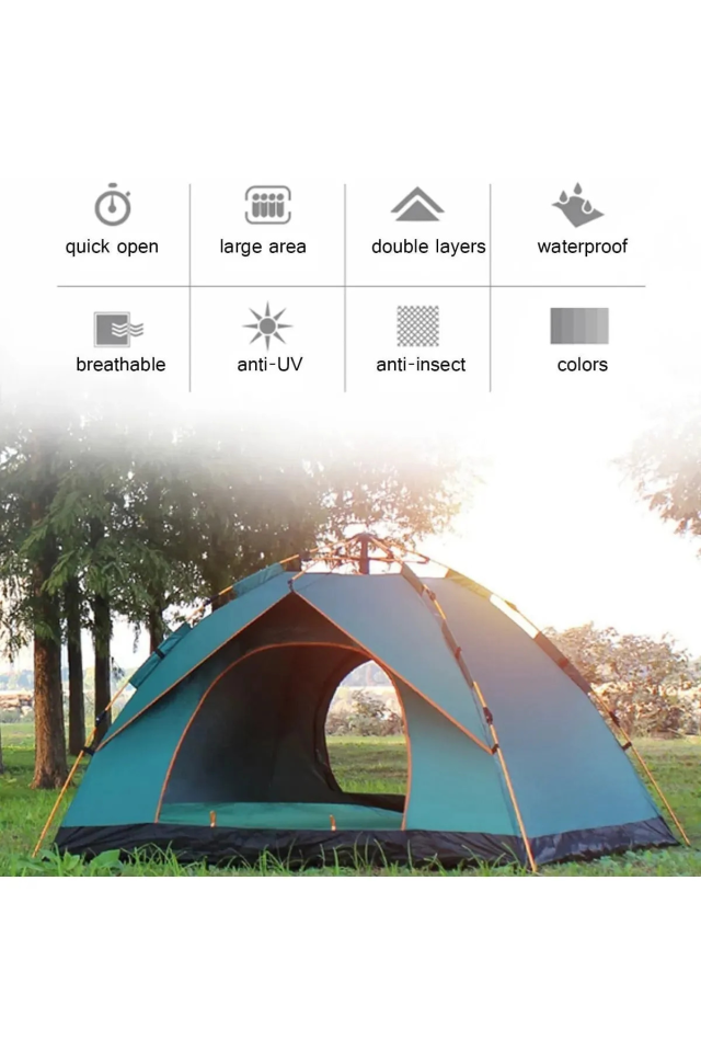 6 Kişilik Otomatik Çift Katmanlı Kamp Outdoor Plaj Piknik Çadırı