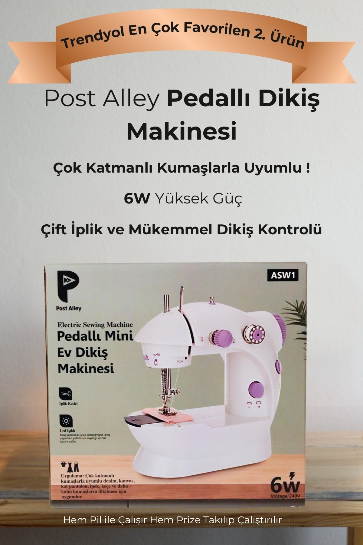 Pedallı Mini Ev Dikiş Makinesi
