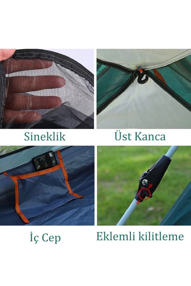 8 Kişilik Otomatik Tenteli Kamp Çadırı - Anti-UV Su Geçirmez, Portatif