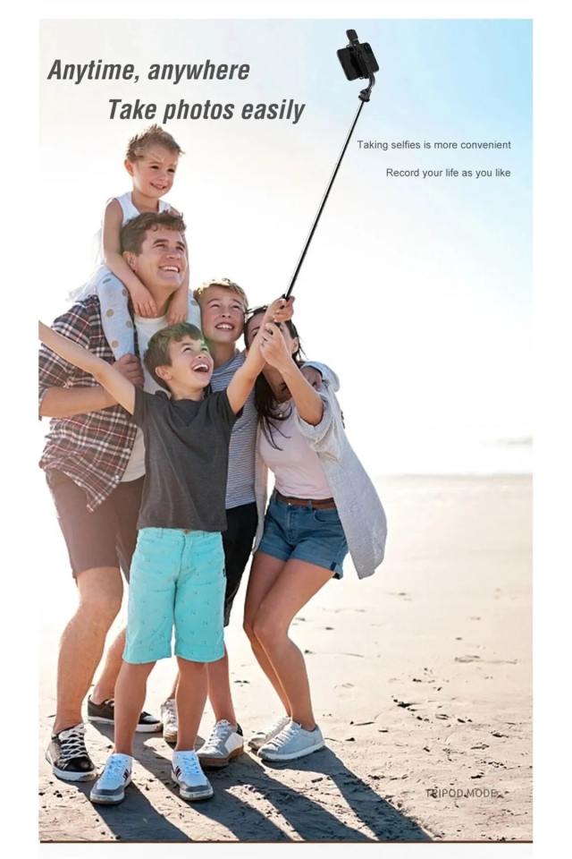 Bluetoothlu Profesyonel Selfie Çubuğu ve Tripod - Hem Selfie Hem de Telefon Tripodu