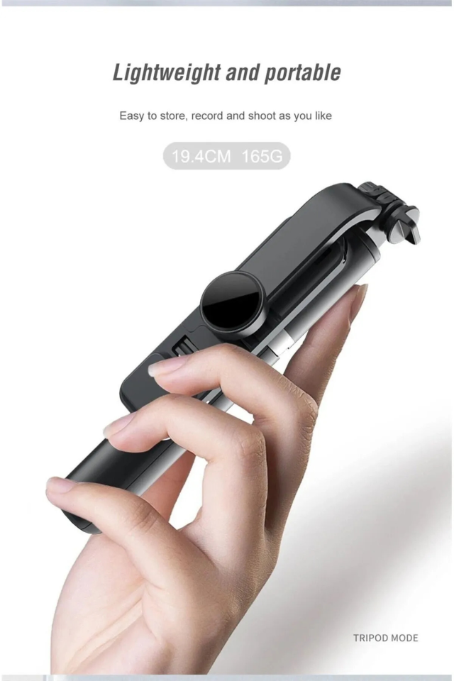 Bluetoothlu Profesyonel Selfie Çubuğu ve Tripod - Hem Selfie Hem de Telefon Tripodu