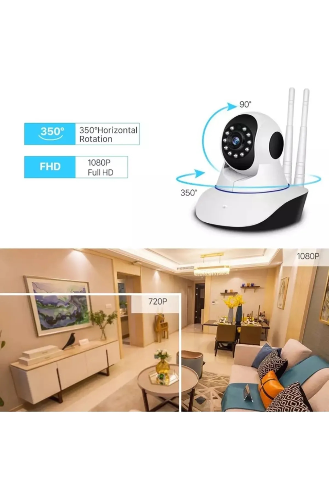 Gece Görüşlü Kablosuz Bebek Izleme Kamerası Wifi Ip Kamera - Beyaz