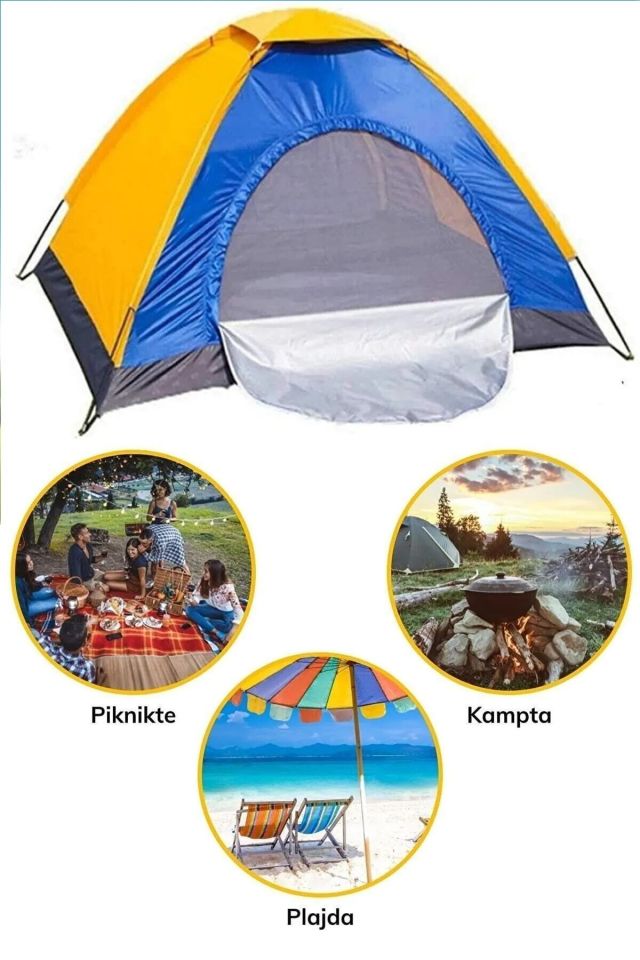 6 Kişilik Kolay Kurulum Kamp Çadırı 220x250x150 cm