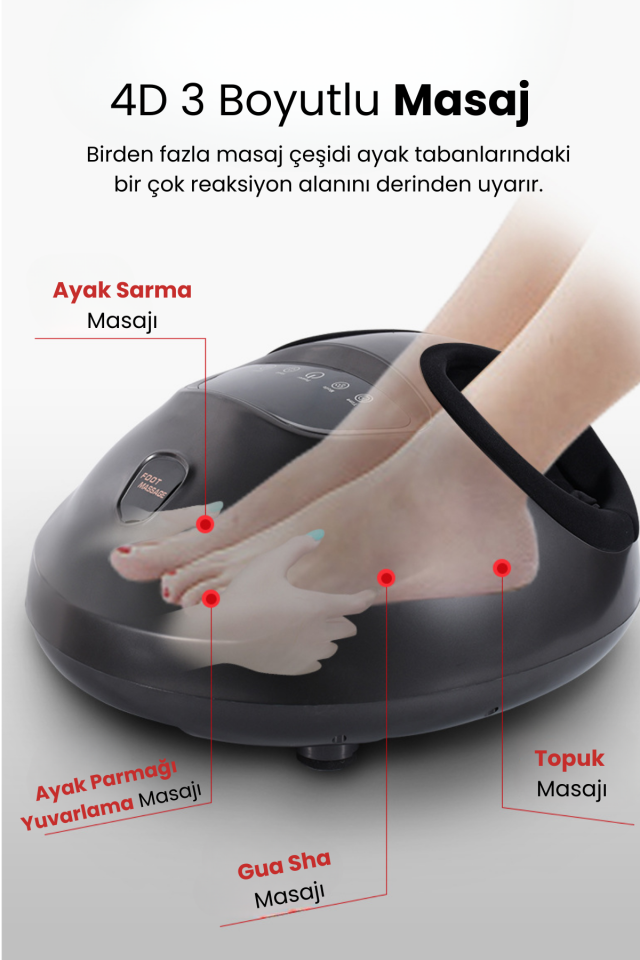 Kızılötesi Isıtma Tedavili Ayak Masajı Uzaktan Kumandalı