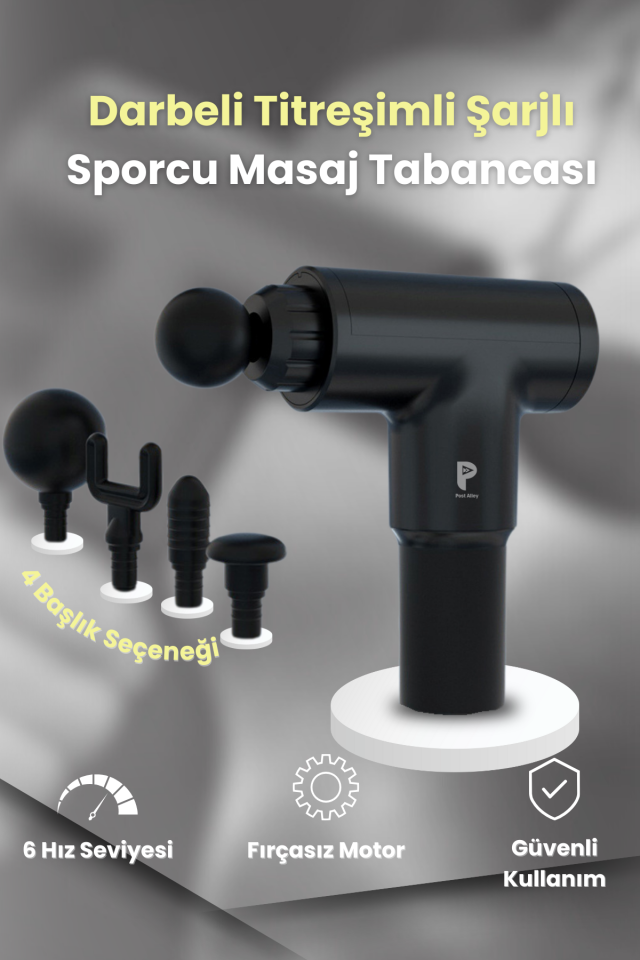 Darbeli Titreşimli Şarjlı Sporcu Masaj Tabancası Masaj Aleti Kas Rahatlatıcı Egzersiz Alet