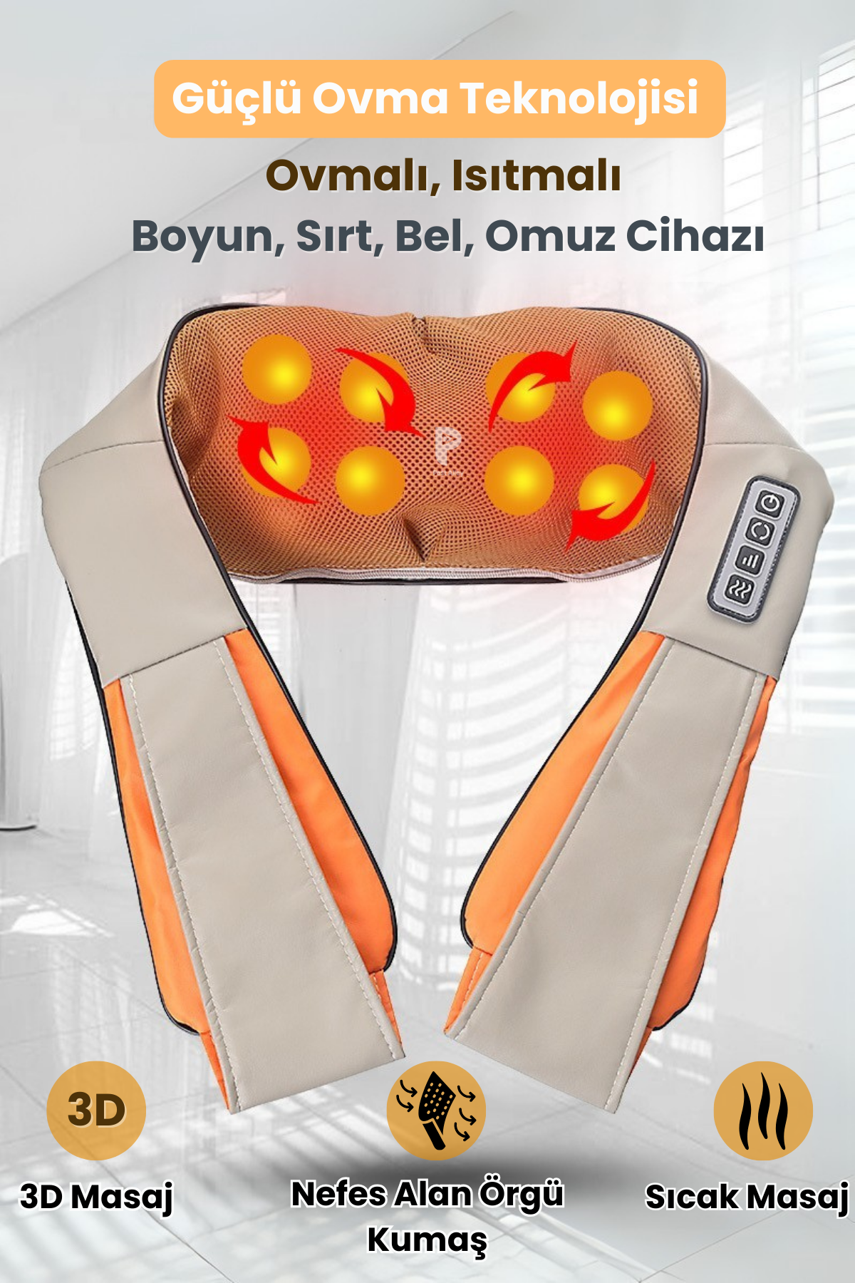 Ovmalı Isıtmalı Boyun Sırtbel Omuz Cihazı - Güçlü Ovma Teknolojisi ile Rahatlama