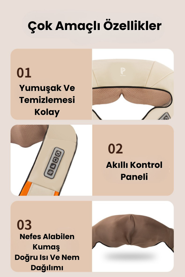 Ovmalı Isıtmalı Boyun Sırtbel Omuz Cihazı - Güçlü Ovma Teknolojisi ile Rahatlama