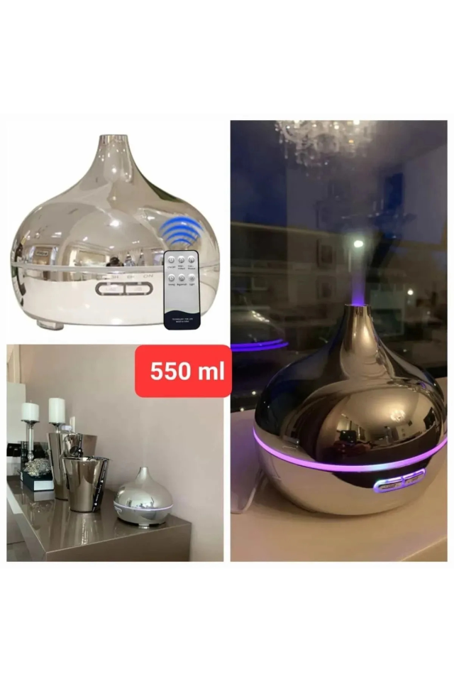 550 ML Gümüş Hava Nemlendirici Ultrasonik Ortam Nemlendirici Oda Nemlendirici Işıklı Zamanlayıcılı