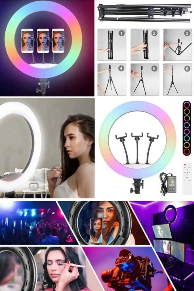 Youtuber Tiktok Işığı - RGB Ring Light - 210 Cm Tripod - RGB Ring Light 45 Cm