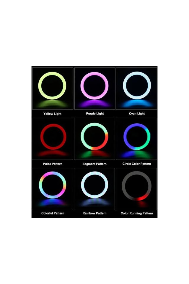 Makyaj ve Canlı Yayın İçin Renkli Işık - 14 Inç  Rgb Çok Renkli Led