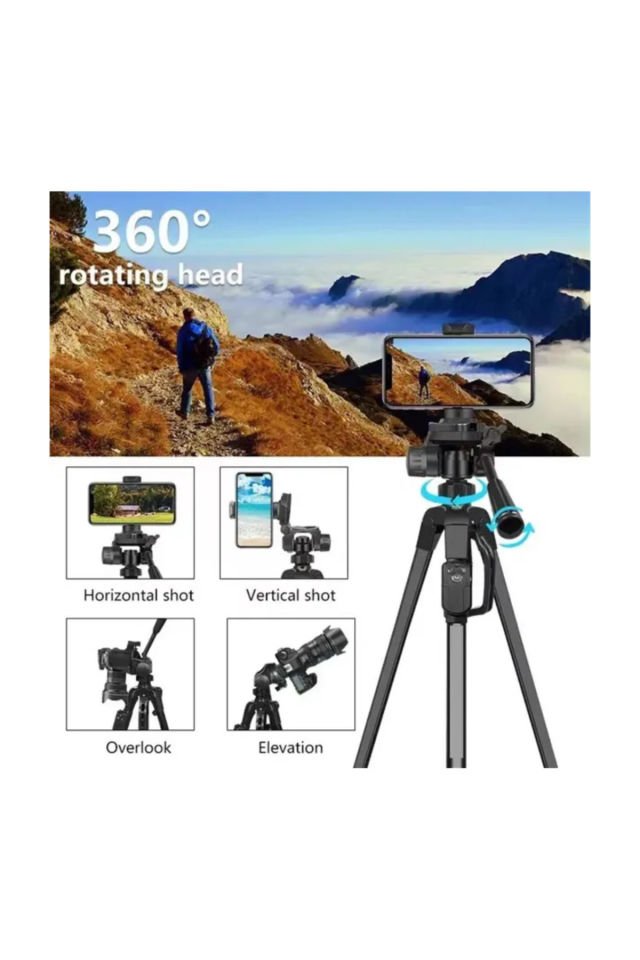 Kamera ve Telefon Tripod - Bluetooth Kumandalı Profesyonel - 150 cm