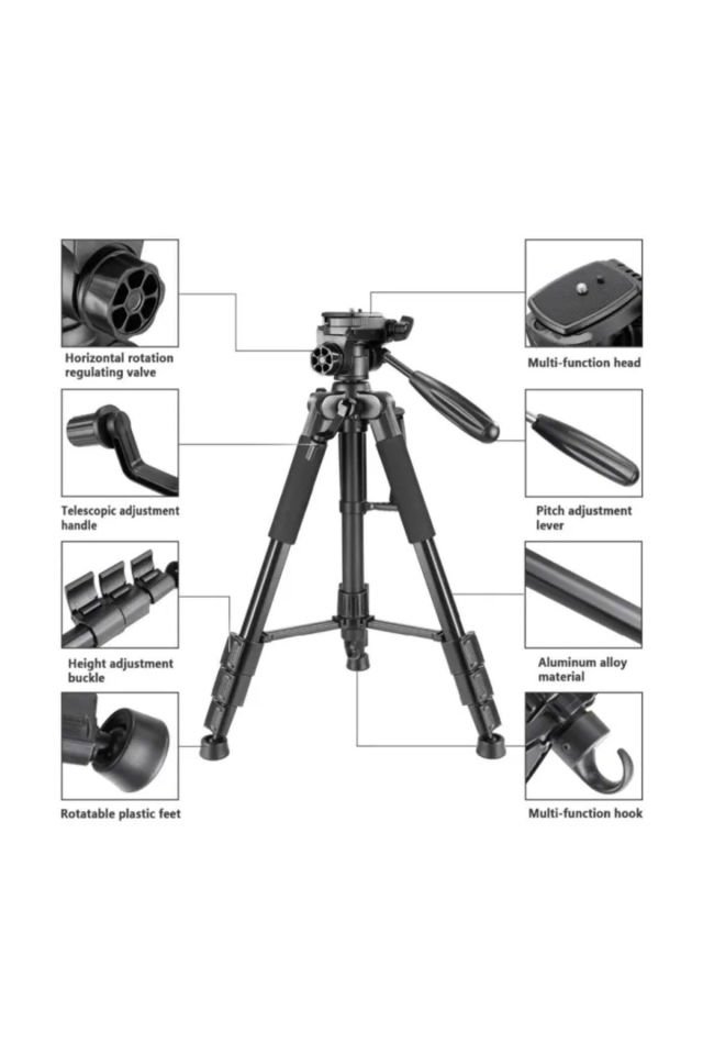 Kamera ve Telefon Tripod - Bluetooth Kumandalı Profesyonel - 150 cm