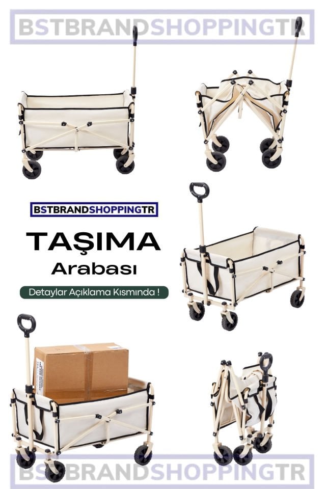 Çok Amaçlı Katlanır Plaj Kamp Piknik Eşya Taşıma Arabası (80x46x92cm)