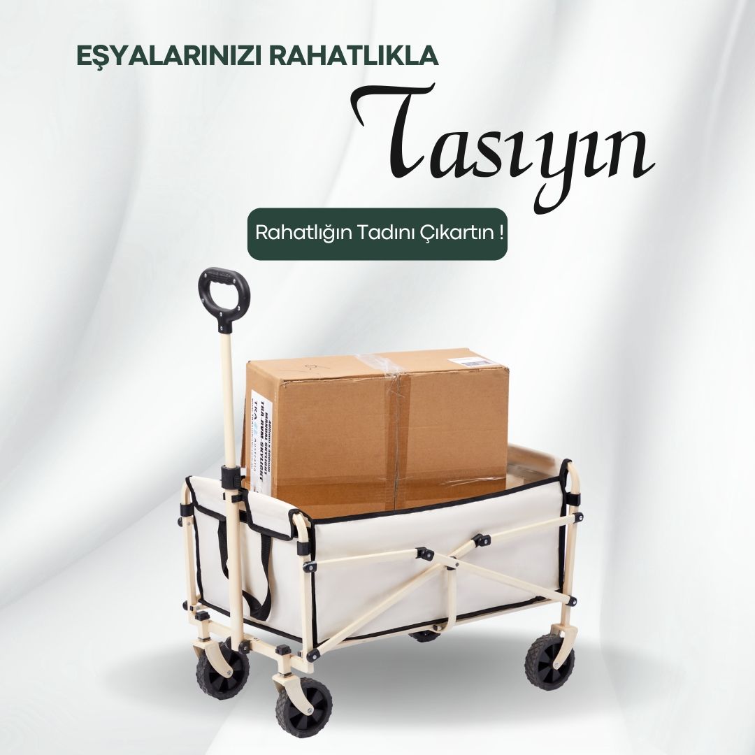Çok Amaçlı Katlanır Plaj Kamp Piknik Eşya Taşıma Arabası (80x46x92cm)