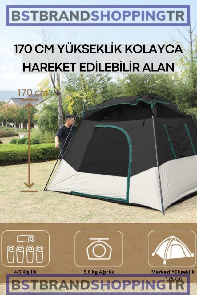 5 Kişilik Kamp Çadırı/ Hızlı ve Kolay Kurulum/ Kamp Outdoor Plaj Piknik Çadırı /Eşsiz ve Dayanıklı