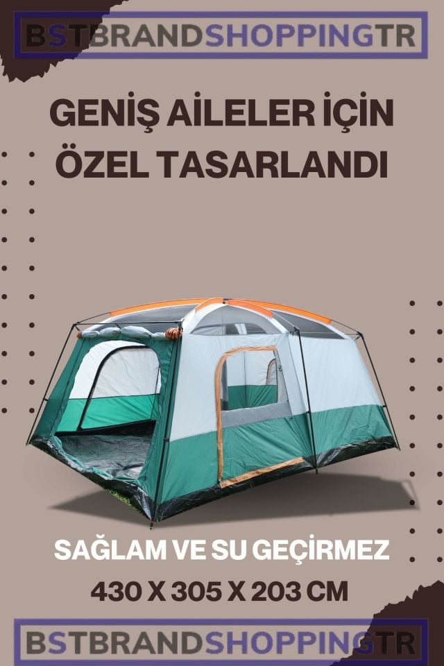 Geniş İç Hacimli Kamp Çadırı (430x305x203 cm) / Kamp Outdoor Plaj Piknik Çadırı /Eşsiz ve Dayanıklı