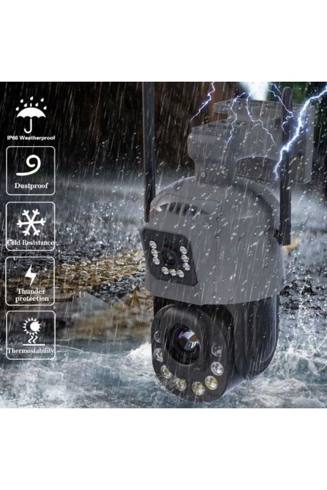 Akıllı Güvenlik Kamera Gece Sensörlü - 4 Mp 4k Hd Gece Görüşlü 2.4g Sd Kartlı 8x Zoom Çift Lensli Kamera