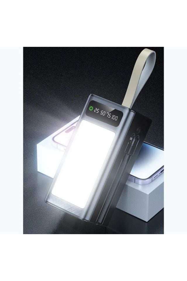 Lcd Göstergeli Powerbank - 30.000 Mah - Dahili Lightning Type-C, Mikro