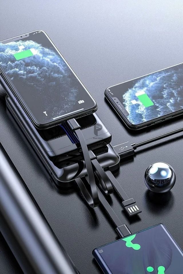 Çoklu Kablolu Powerbank - 10.000 Mah Prime Dijital Göstergeli Dahili Taşınabilir Şarj Cihazı