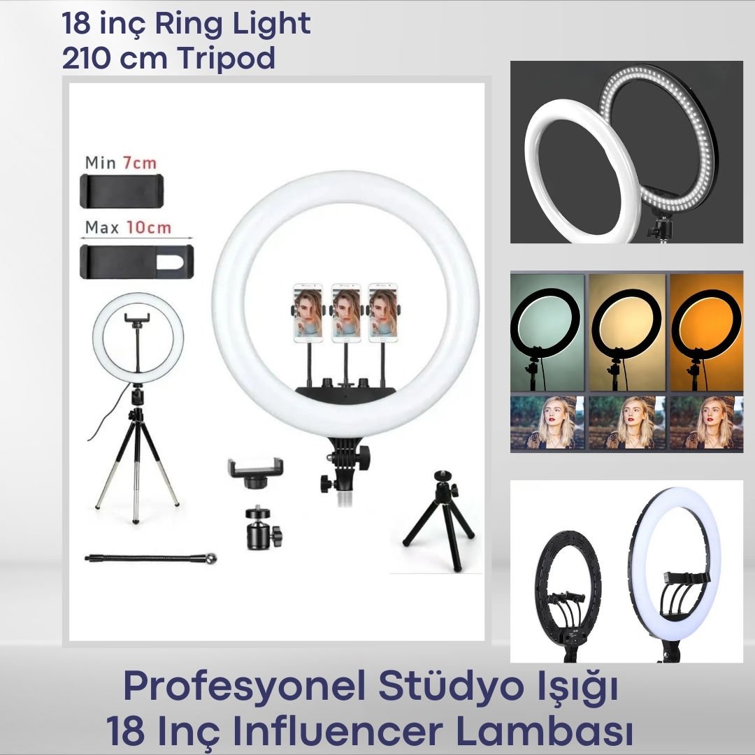 Lcd Ekranlı 18 Inç Profesyonel Stüdyo Işığı Ring Light(Influencer, Youtuber, Tiktok,Stüdyo Paneli)