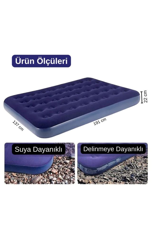 4 Kişilik Tam Otomatik Tenteli Kamp Çadırı + Çift Kişilik Şişme Yatak Seti + Lamba (Kamp Seti)