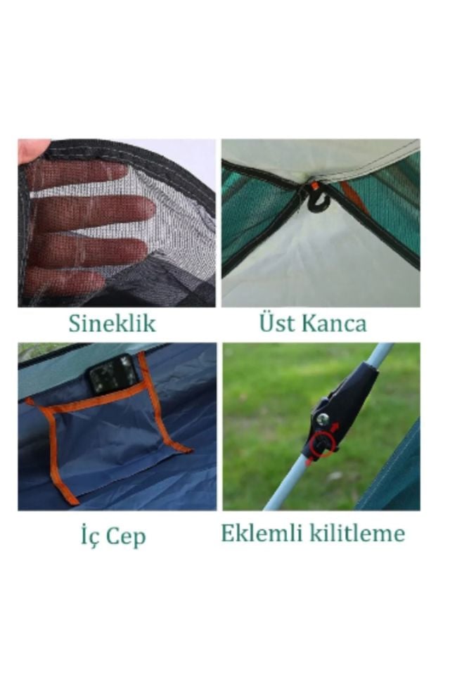 4 Kişilik Tam Otomatik Tenteli Kamp Çadırı + Lamba (Kamp Seti)
