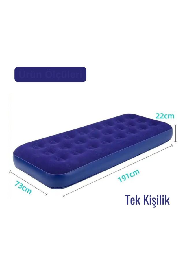 Tek Kişilik Şişme Yatak (191cm X 73cm X 22 Cm) - Unisex Lacivert