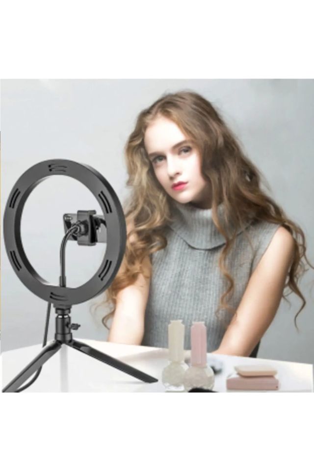 Telefon Tutuculu Makyaj Işığı - Masa Ayaklı 10 Inç Ring Lıght Uyumlu Influencer Youtuber Tiktok