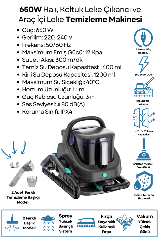 Vakumlu Koltuk ve Halı Yıkama Makinesi