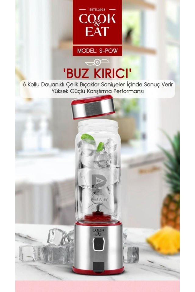 Şarjlı 6 Bıçaklı Paslanmaz Çelik Buz Kırabilen Kişisel Blender (450 Ml )