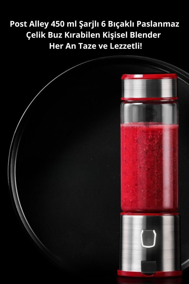 Şarjlı 6 Bıçaklı Paslanmaz Çelik Buz Kırabilen Kişisel Blender (450 Ml )