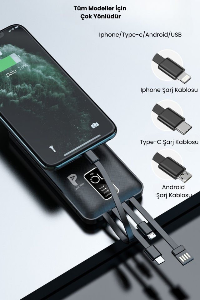 10000 mAh Powerbank Led Işıklı