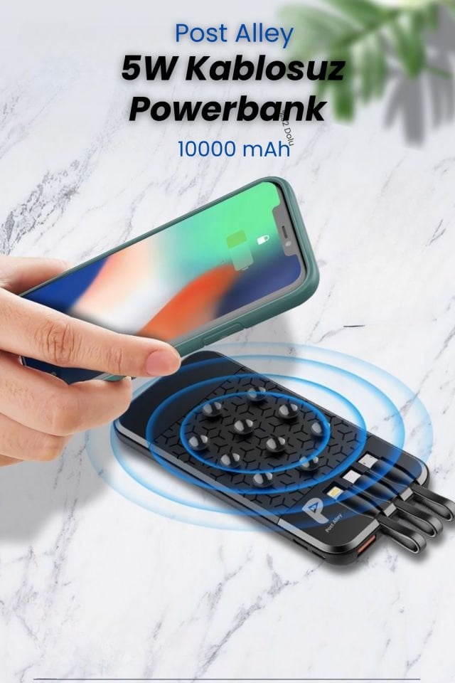 5w Kablosuz Telefon Stantlı Taşınabilir Powerbank  10000 mAh