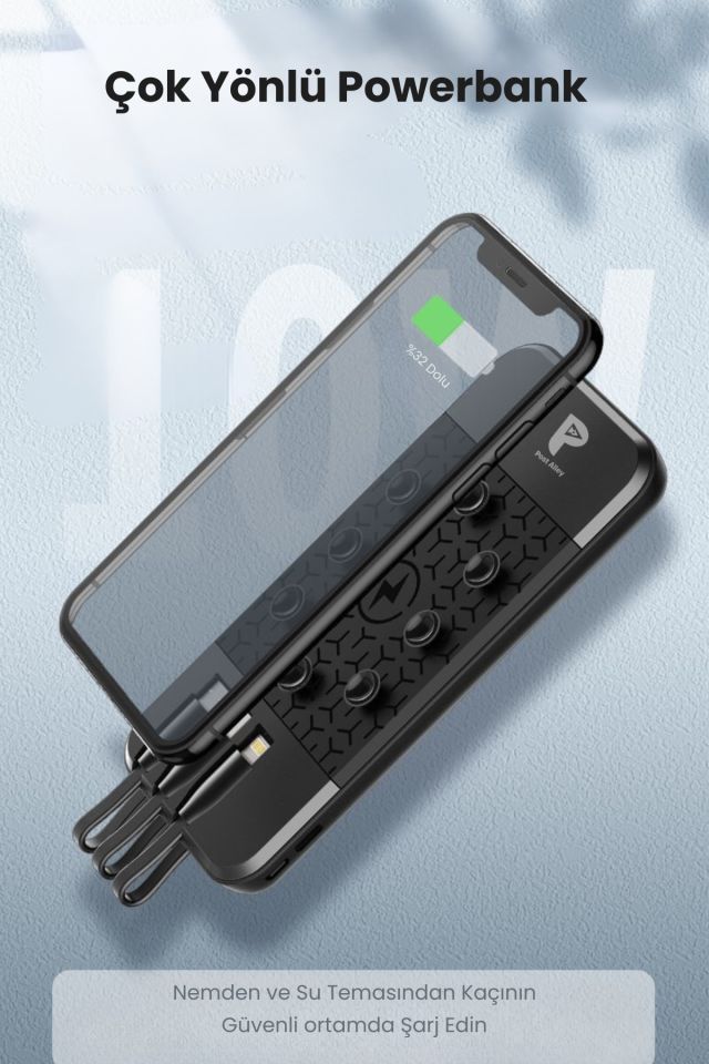 5w Kablosuz Telefon Stantlı Taşınabilir Powerbank  10000 mAh