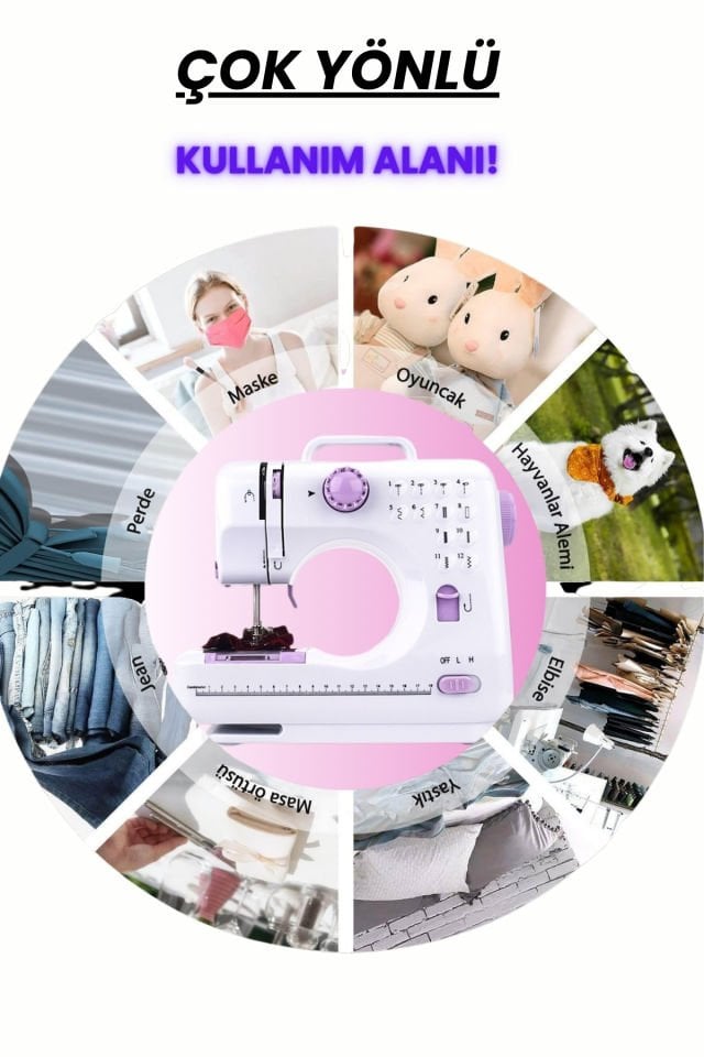 12 Fonksiyonlu Profesyonel Dikiş Makinesi Dikiş Çantalı