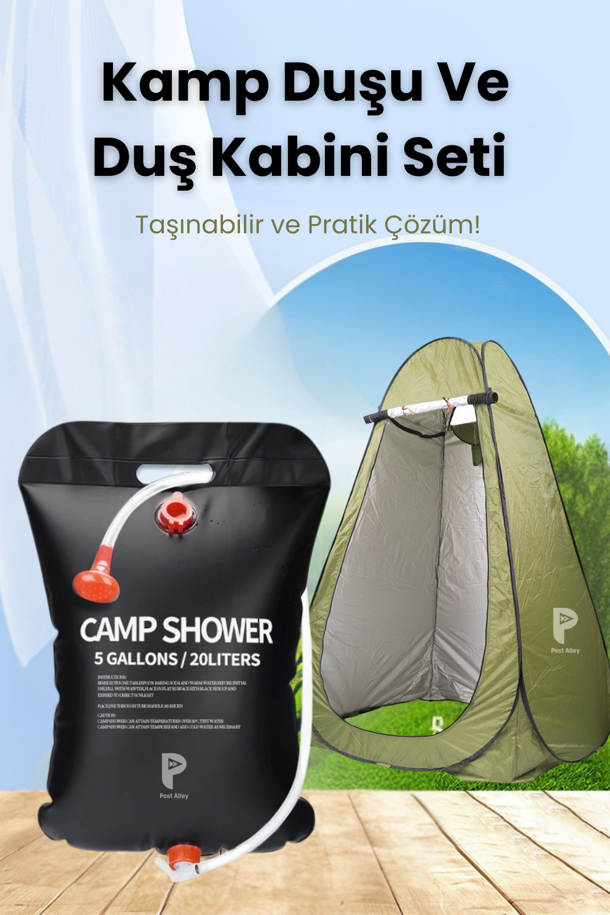 Kamp Duşu ve Yeşil Duş Kabini Seti