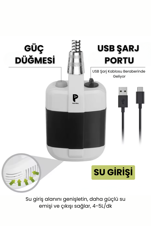 Şarjlı Otomatik Kamp Duş Başlığı