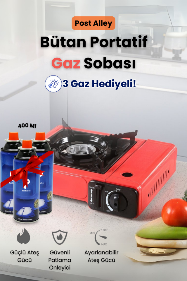 Kamp Ocağı Bütan Propan Gazlı ( 3 Tüp Gaz Hediye, Farklı Renk Seçenekleri )
