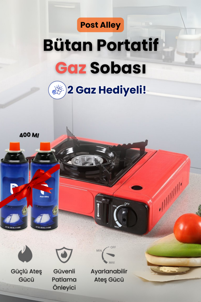 Kamp Ocağı Bütan Propan Gazlı ( 2 Tüp Gaz Hediye, Farklı Renk Seçenekleri )