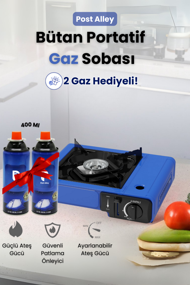 Kamp Ocağı Bütan Propan Gazlı ( 2 Tüp Gaz Hediye, Farklı Renk Seçenekleri )