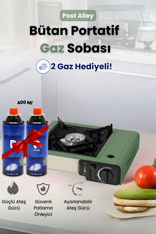 Kamp Ocağı Bütan Propan Gazlı ( 2 Tüp Gaz Hediye, Farklı Renk Seçenekleri )