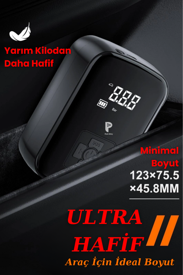 Taşınabilir Araba Hava Pompası 150PSI Hava Oto kompresörü 3600mAh Kablosuz LED Şarjlı Lastik Şişirme