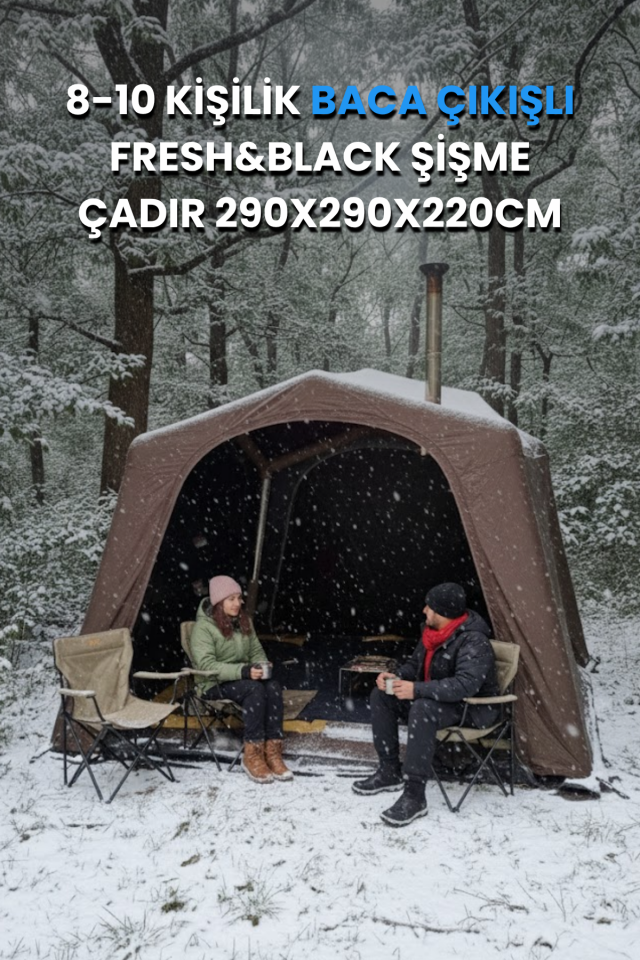 8-10 Kişilik Baca Çıkışlı Fresh&Black Şişme Çadır 290X290X220CM