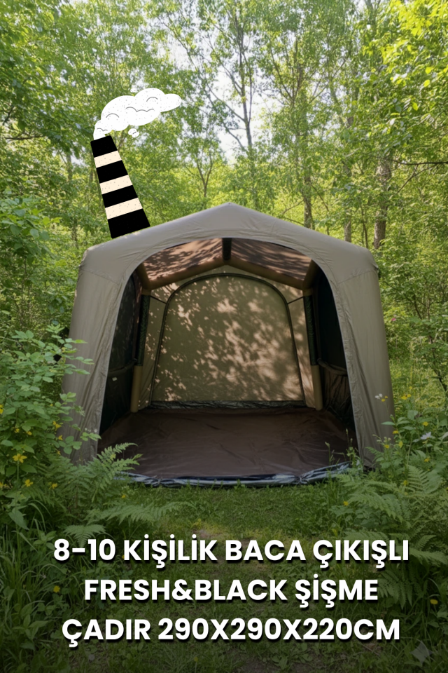 8-10 Kişilik Baca Çıkışlı Fresh&Black Şişme Çadır 290X290X220CM