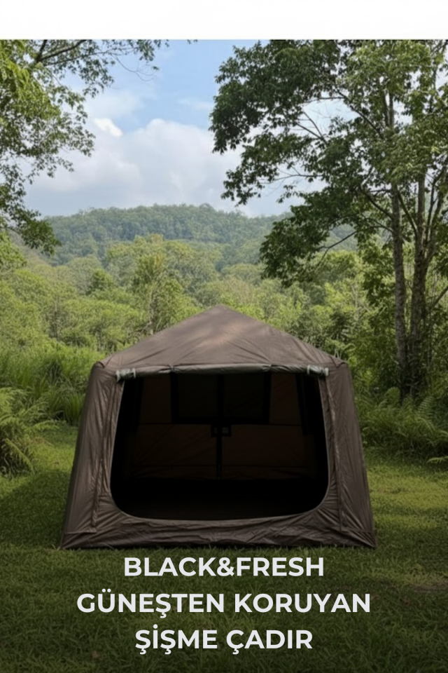 6-8 Kişilik Tenteli Fresh&Black Şişme Çadır (Baca Çıkışlı) 250x290x190cm