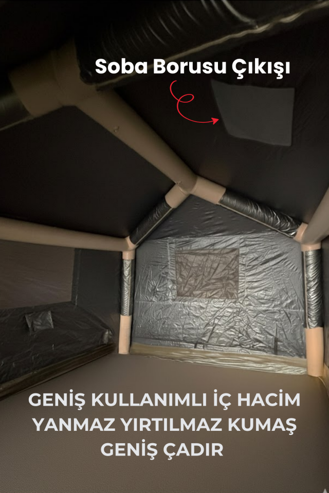 6-8 Kişilik Tenteli Fresh&Black Şişme Çadır (Baca Çıkışlı) 250x290x190cm